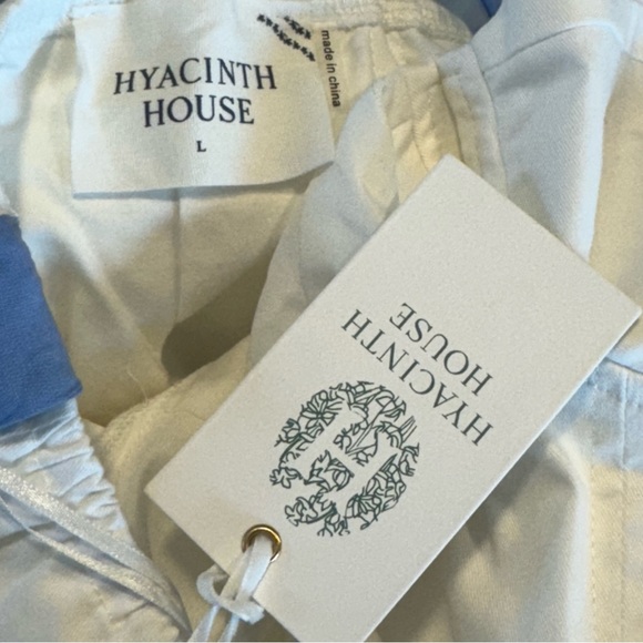 Hyacinth House NEW White and Blue Ophelia Bow Preppy Peplum Top Size Large - Picture 8 of 8